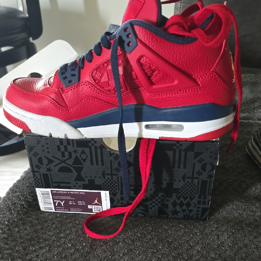 Big Kids Red and Blue Sneakers. Fits Adults